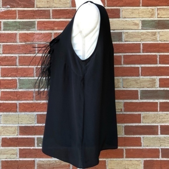 Talbots Ostrich Feather NWT Sequin Silk Black Sheer Sleeveless Blouse 👚 - Picture 4 of 12